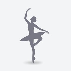 Fototapeta na wymiar Girl Ballet Dancer silhouette on white background