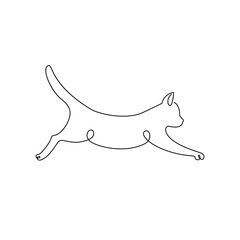 Jumping Cat continuous line drawing