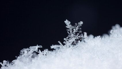 Snowflake in the snow, winter season
