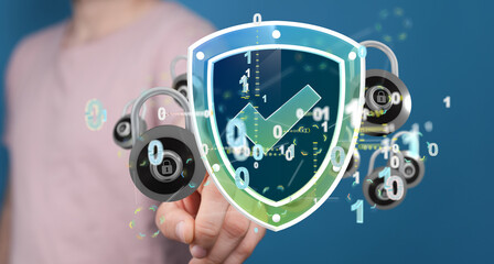Information technology protected with firewall, secure access and encryption against cyber