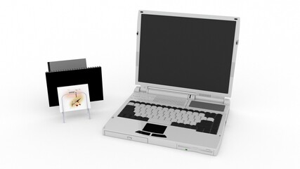 3d illustration computer file folder and stand
