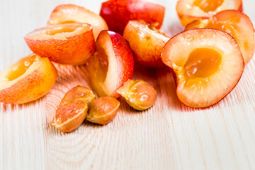 sliced yellow cherries