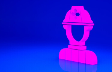 Fototapeta premium Pink Firefighter icon isolated on blue background. Minimalism concept. 3d illustration 3D render