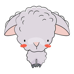Cute little sheep. Farm animal vector illustration.