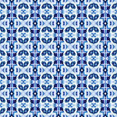 Indigo Seamless Persian Carpet. Ethnic texture abstract ornament.Middle Eastern Traditional Carpet Fabric Texture. Arabic, turkish carpet ornament.Blue persian Textures and traditional motifs, vintage