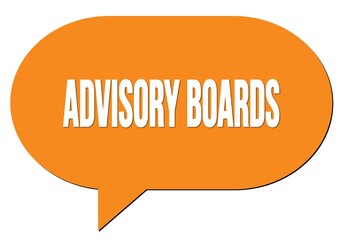 ADVISORY BOARDS text written in an orange speech bubble