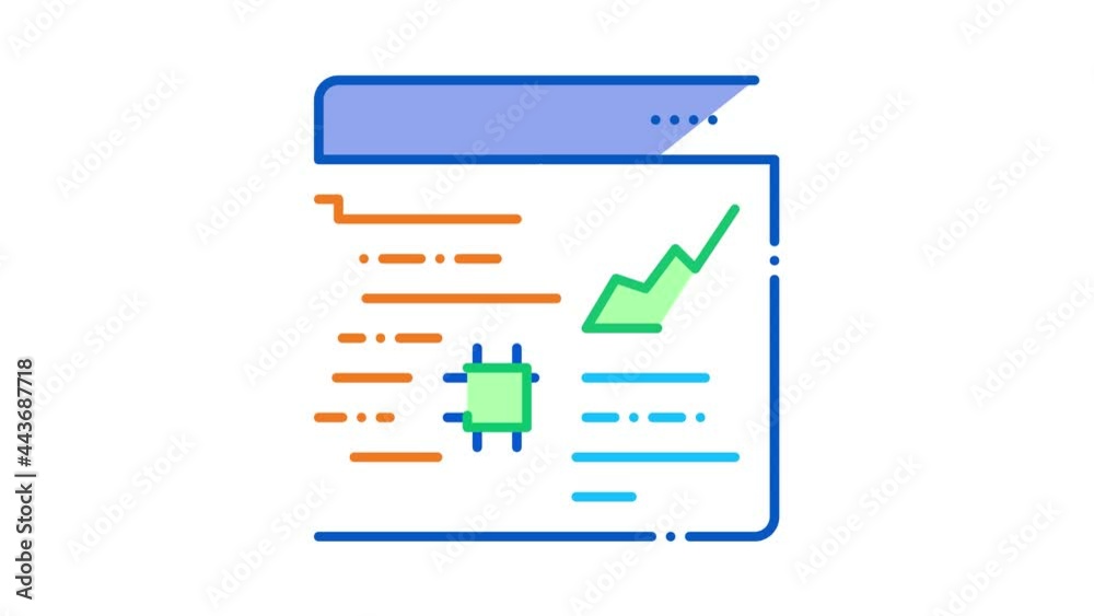 Poster robotic process automation icon animation. color robotic process automation animated icon on white b