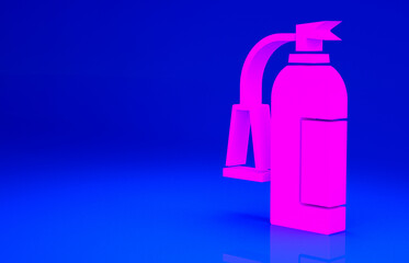 Pink Fire extinguisher icon isolated on blue background. Minimalism concept. 3d illustration 3D render
