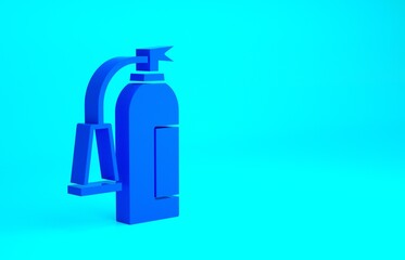 Blue Fire extinguisher icon isolated on blue background. Minimalism concept. 3d illustration 3D render