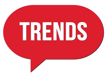 TRENDS text written in a red speech bubble