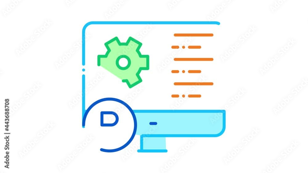 Poster software process icon animation. color software process animated icon on white background