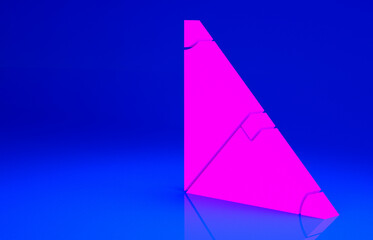 Pink Angle bisector of a triangle icon isolated on blue background. Minimalism concept. 3d illustration 3D render