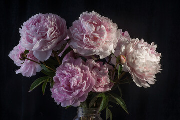 Peony Bouquet on Black