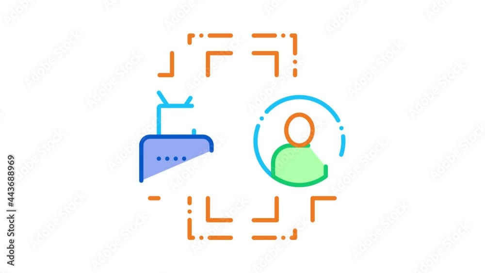 Poster human automation in robot icon animation. color human automation in robot animated icon on white bac