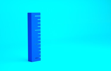 Blue Ruler icon isolated on blue background. Straightedge symbol. Minimalism concept. 3d illustration 3D render