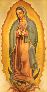 VIENNA, AUSTIRA - JUNI 24, 2021: The painting of Immaculate from Guadaluppe in the Votivkirche church by Hans Schweiger (1954).