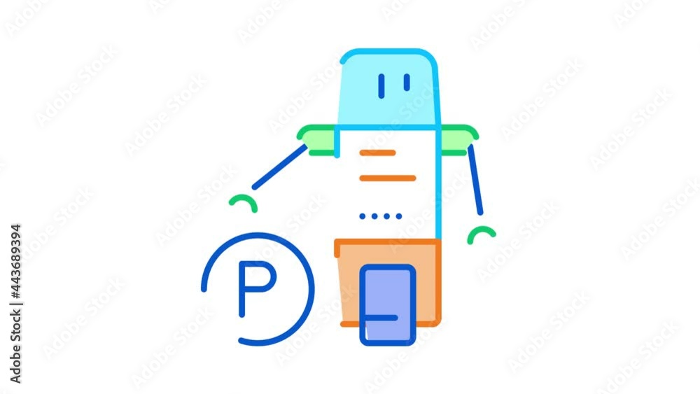 Poster moving robot icon animation. color moving robot animated icon on white background