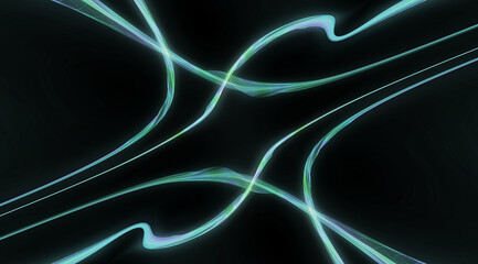 organic smooth and colorful and silky glowing light lines in abstract form and black background