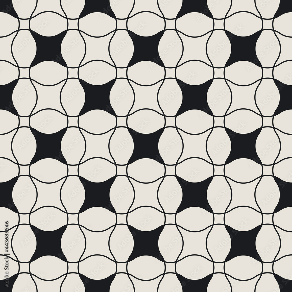 Poster simple ornament pattern. vector seamless connected shapes. black and white colors.