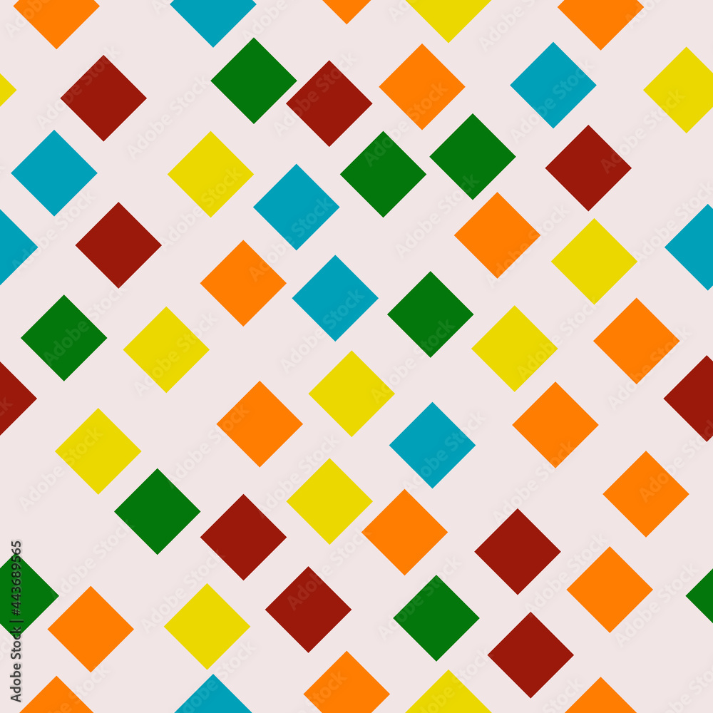 Poster colorful squares pattern. vector seamless diagonal squares and white background. repeated multicolor