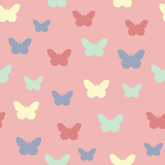 Colorful butterfly outline on pink background pattern