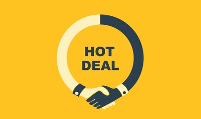 Hot deal concept with handshake isolated on white