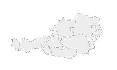 Fototapeta premium Simple map of Austria vector drawing. Mercator projection. Filled and outline.
