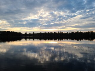 sunset over the lake
