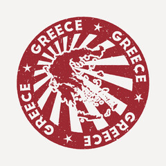 Greece stamp. Travel red rubber stamp with the map of country, vector illustration. Can be used as insignia, logotype, label, sticker or badge of the Greece.