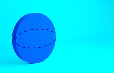 Blue Geometric figure Sphere icon isolated on blue background. Abstract shape. Geometric ornament. Minimalism concept. 3d illustration 3D render