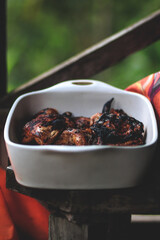 Nicely roasted dish of chicken cooked in the hills of Jamaica.