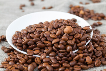 roasted grains of dark delicious coffee