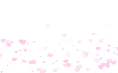 Valentine day pink hearts on white background.