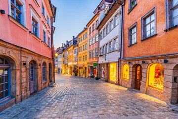 Fototapeta na wymiar Bamberg, Germany. Colorful street in the old town.