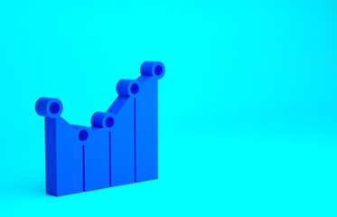 Blue Graph, schedule, chart, diagram, infographic, pie graph icon isolated on blue background. Minimalism concept. 3d illustration 3D render