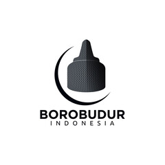 Borobudur Temple Stupa Silhouette icon template logo vector inspiration