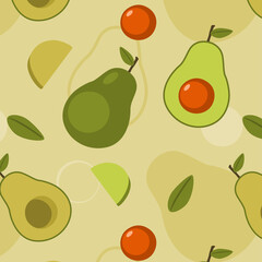 Avocado Fruit Cute Seamless Pattern Vector