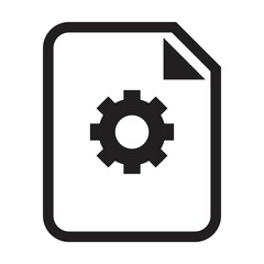Document settings icon vector with gear cog wheel symbol for business application data and finance in a outline glyph pictogram illustration