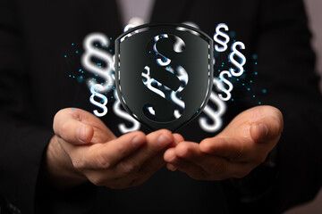 paragraph law sign digital in hand.