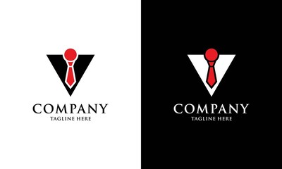 Man with tie combine triangle concept logo vector design template.