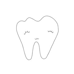 Hand drawn doodle smiling tooth isolated on white background. Design for dental clinic, print on card, kid book, sticker, poster, brochure, banner