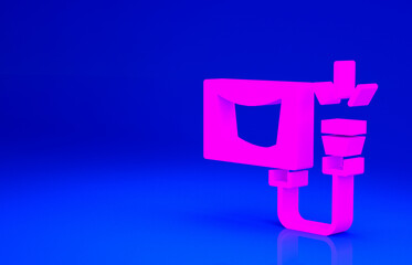 Pink Ultrasound icon isolated on blue background. Medical equipment. Minimalism concept. 3d illustration 3D render