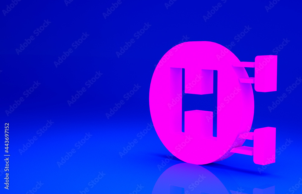 Sticker pink hospital signboard icon isolated on blue background. minimalism concept. 3d illustration 3d ren