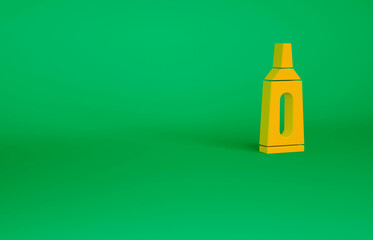 Orange Ointment cream tube medicine icon isolated on green background. Tube, container, toothpaste, cream sign. Minimalism concept. 3d illustration 3D render