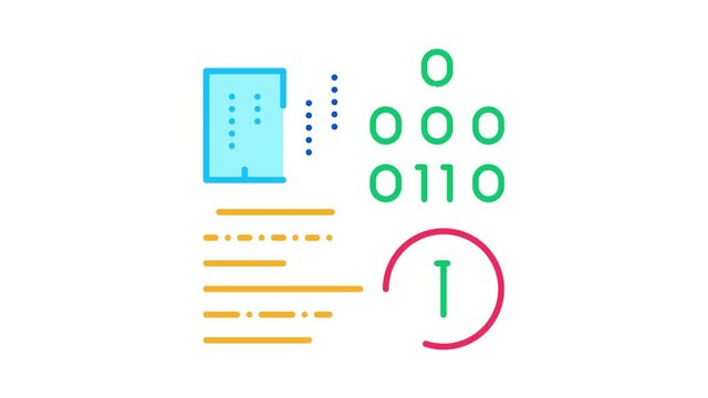 binary information Icon Animation. color binary information animated icon on white background