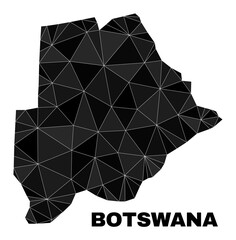 lowpoly Botswana map. Polygonal Botswana map vector is combined of randomized triangles. Triangulated Botswana map polygonal abstraction for education templates.