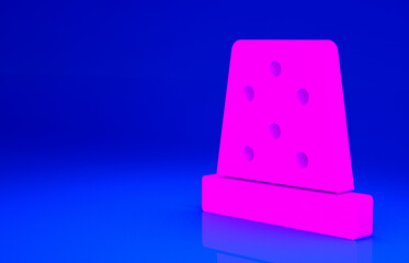 Pink Thimble for sewing icon isolated on blue background. Minimalism concept. 3d illustration 3D render