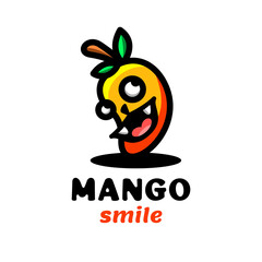 Simple Mascot Logo Design Mango Smile. Abstract, emblem, design, concept, logo, logotype, element