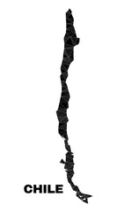 lowpoly Chile map. Polygonal Chile map vector filled from scattered triangles. Triangulated Chile map polygonal abstraction for political templates.