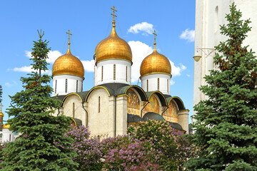 Assumption Cathedral in Moscow Kremlin, Russia. Summer sunny day
